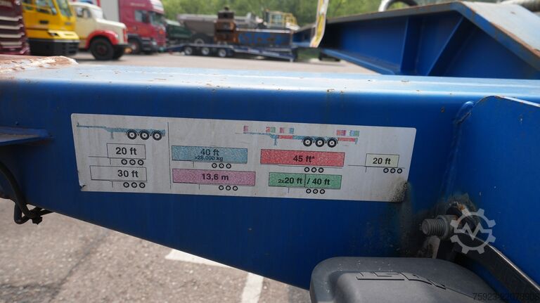 Transport af containere Pacton 3 axle container chassis extendable trailer
