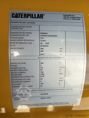 Agregado CAT DE550E0 - C15 - 550 kVA Generator - DPX-18027