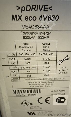 Inverter di frequenza 630 kW Schneider MX eco 4V630