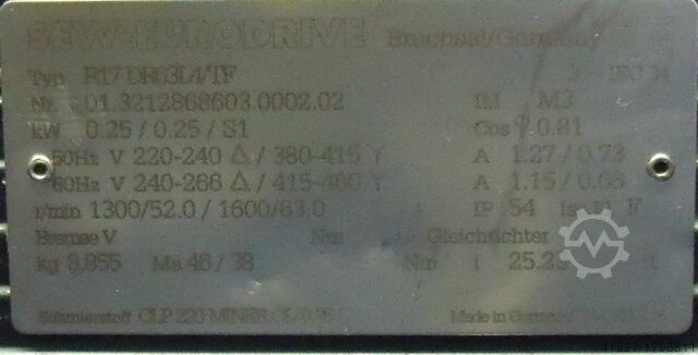 Tandwielmotor 0,25 kW 63 tpm SEW-EURODRIVE R17DR63LA/TF