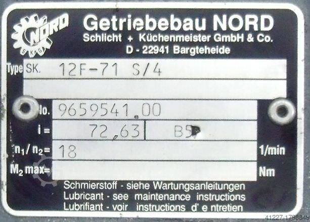 Geared motor 0.25 kW 18 rpm Nord SK 71 S/4