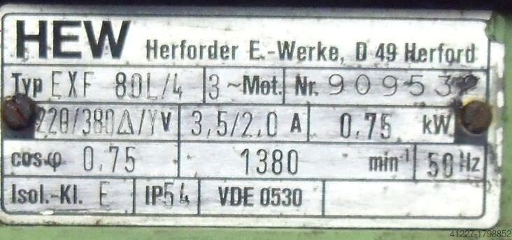 Adjustable geared motor 0.75 kW 120-600 rpm HEW EXF 80L/4