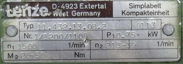 Variable speed geared motor 0.75 kW 39-213 rpm LENZE 8F4-379H