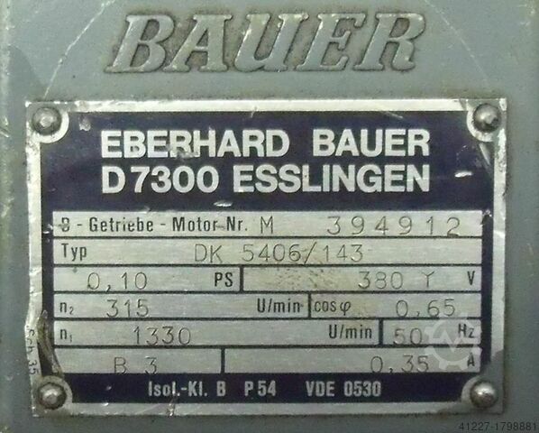 Tandwielmotor 0,073 kW 315 tpm Bauer DK 5406/143