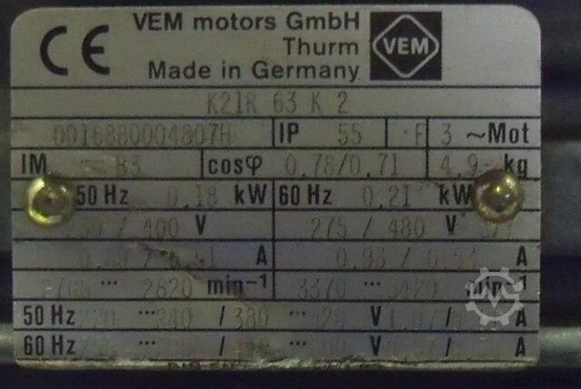 Electric motor 0.18 kW 2820 rpm VEM K21R 63 K 2