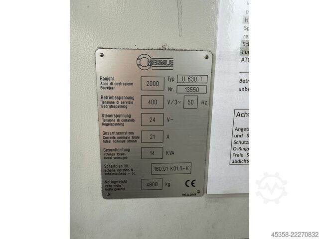 Centro de mecanización vertical Hermle U 630 T