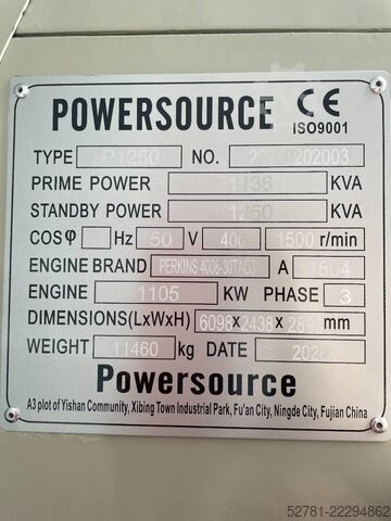  Perkins 4008TAG3 - 1.250 kVA Generator - DPX-19821