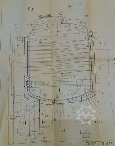 1100 liter verwarmbaar/koelbaar drukvat gemaakt van V4A met magnetisch roerwerk  