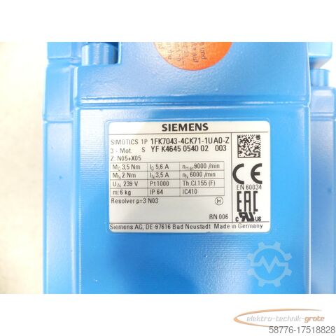 Control unit Siemens 1FK7043-4CK71-1UA0 - Z Synchronmotor SN YFK4645054002003 - ! -