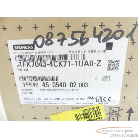 Control unit Siemens 1FK7043-4CK71-1UA0 - Z Synchronmotor SN YFK4645054002003 - ! -