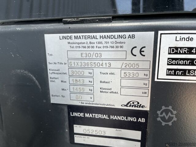 Elektrisk 4 -hjulet gaffeltruck Linde E30-03