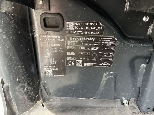 Elektrisk 3 -hjulet gaffeltruck Linde E16-02