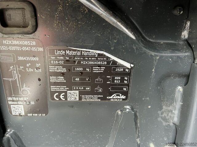 Elektrisk 3 -hjulet gaffeltruck Linde E16-02