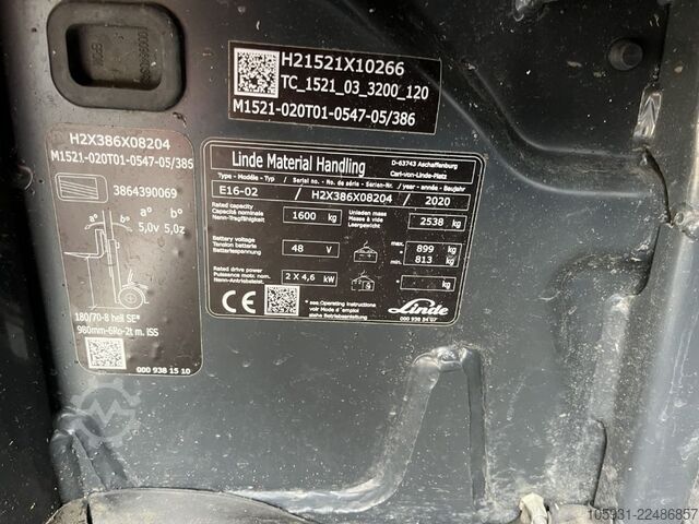 Elektrisk 3 -hjulet gaffeltruck Linde E16-02