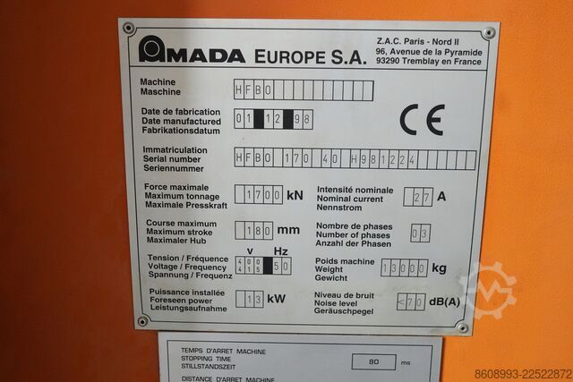 πρέσα κάμψης AMADA HFBO 170/40