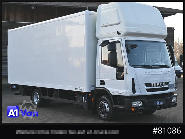 Vrachtwagen met bakwagen IVECO Eurocargo 75E21 Koffer, Topsleeper, Luftfederung