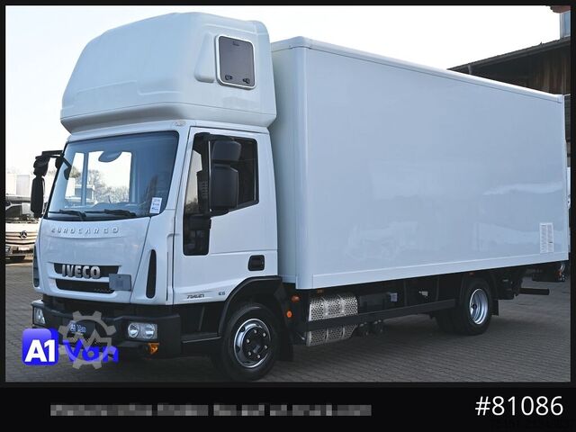 Vrachtwagen met bakwagen IVECO Eurocargo 75E21 Koffer, Topsleeper, Luftfederung