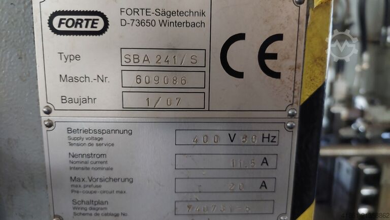 Çift kolonlu yatay otomatik şerit testere makinesi FORTE SBA 241 S