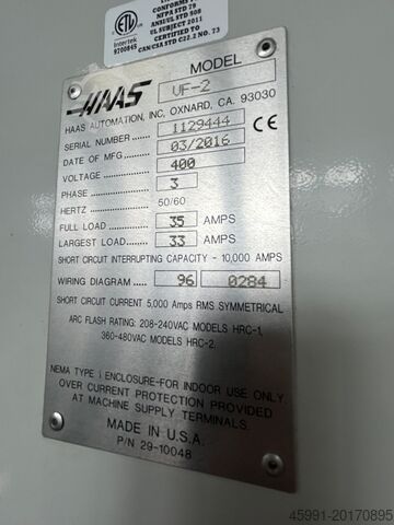 Pionowe centrum obróbkowe HAAS VF-2, with 4.axis rotary table