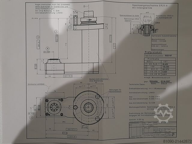 Vrtací agregát HSK-F63  1061206