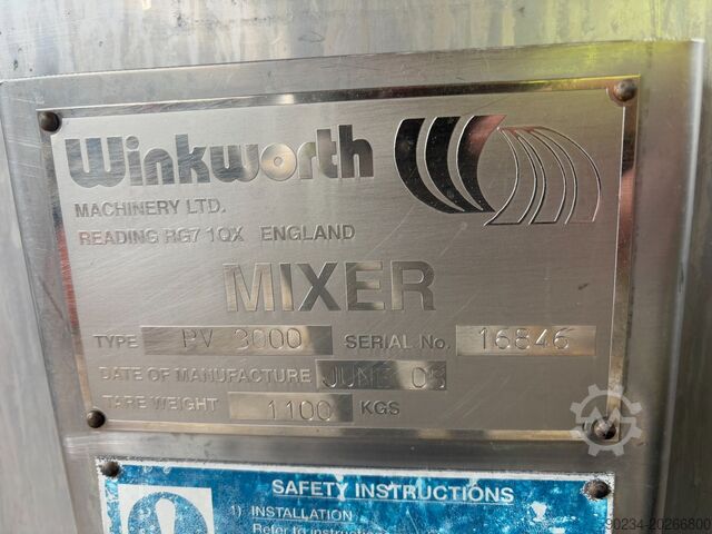 Gebruikte Winkworth PV3000 3.000 liter roestvrijstalen verticale mengtank WINKWORTH PV3000