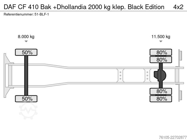 Bavul DAF CF 410 Bak +Dhollandia 2000 kg klep. Black Edition