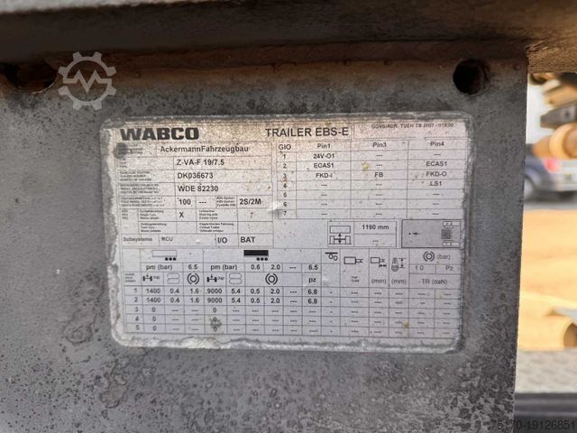 Remolque frigorífico ACKERMANN-FRUEHAUF Z-VA-F 19/7,5 Carrier Supra 950U LBW Bär 2.000kg