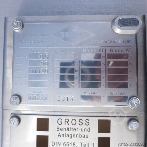 11100 liter tank gemaakt van V4A (volgens DIN 6618) Gross Apparatebau 9012