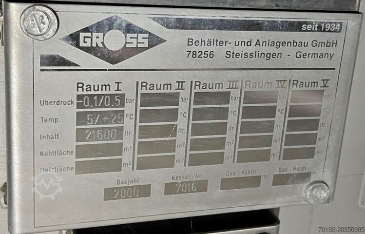 21600 liter tank gemaakt van V4A / vervaardigd volgens DIN6618 Gross Apparatebau 9010