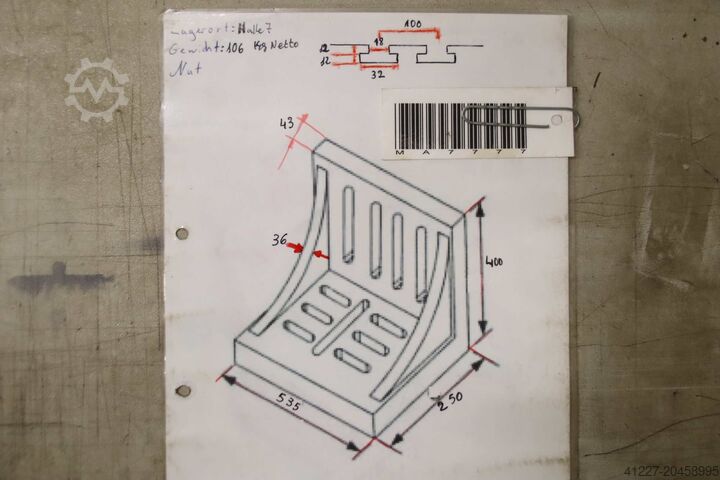 Équerre d‘étau avec rainures en T Guss 535/250/H410 mm