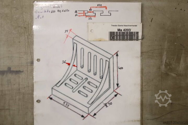 Clamping bracket with T-slots Guss 535/250/H400 mm