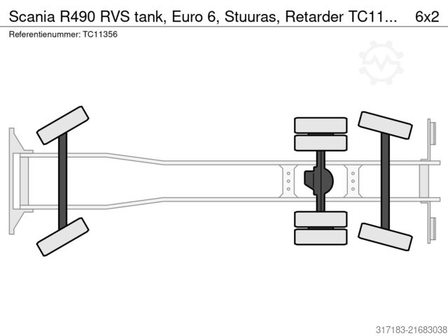Tanker Scania R490 RVS tank, Euro 6, Stuuras, Retarder