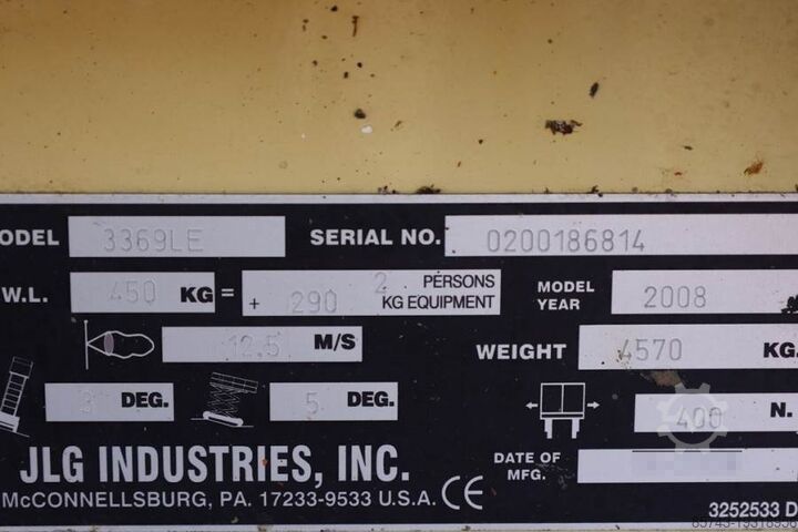 Ascensore a forbice JLG 3369LE Electric, 12m Working Height, 450kg Capacit