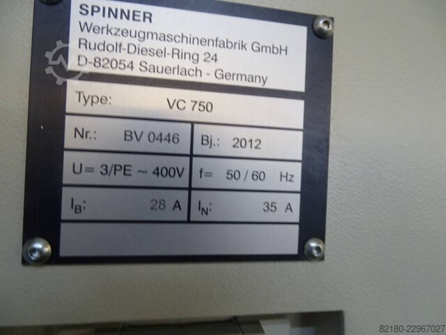 κατακόρυφο κέντρο κατεργασίας Spinner VC750