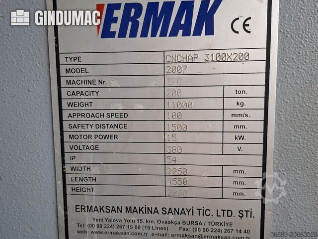 Pressa idraulica ERMAK CNC HAP 3100x200