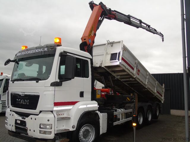 Tipper with crane MAN TGS 35.440 + PALFINGER PK23.001eh + 8x4 + tride...