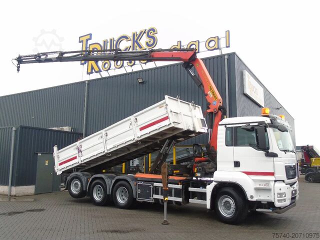 Tipper with crane MAN TGS 35.440 + PALFINGER PK23.001eh + 8x4 + tride...