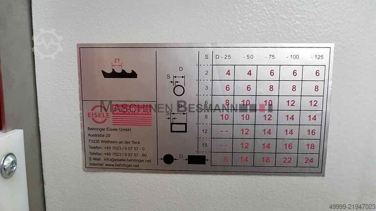 Koude zaag BEHRINGER Eisele VMS 350 NEU