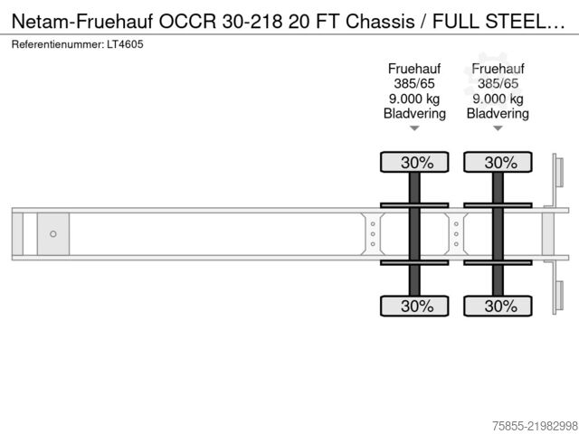 Transporte de contentores Netam-Fruehauf OCCR 30-218 20 FT Chassis / FULL STEEL / BLATTF...
