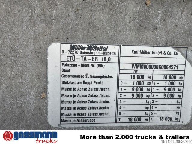 Low loader trailer Müller-Mitteltal Müller ETUE-TA- 18,0 to