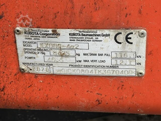 Midi εκσκαφέας Kubota KX080-4A2