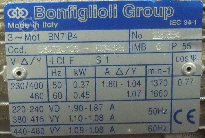 Motorreductor 0,37 kW 52 rpm Bonfiglioli BN7/B4