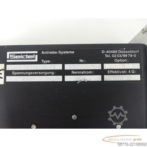 Komponent Seidel 65WKS-CE310/26-PB Servoverstärker SN:650230304