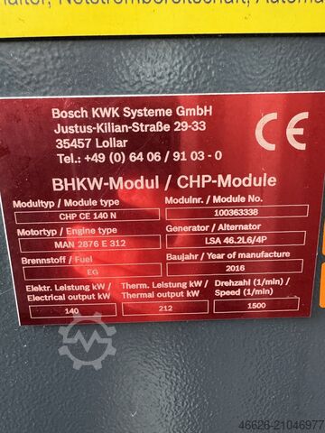Blockheizkraftwerk Bosch KWK Systeme GmbH CHP CE 140 N