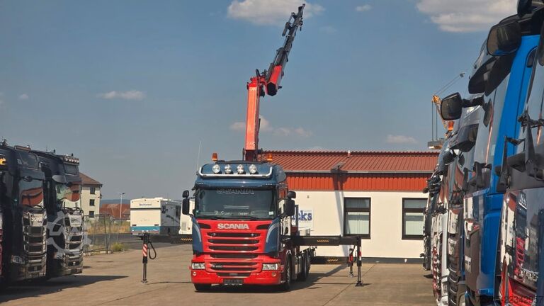Autocarro con cassone fisso SCANIA R 490 * RETARDER * FASSI 14 M * LENK/LIFTACHSE *