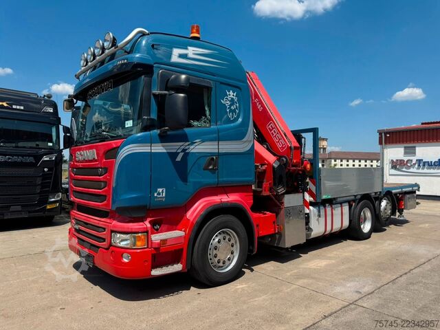 Autocarro con cassone fisso SCANIA R 490 * RETARDER * FASSI 14 M * LENK/LIFTACHSE *