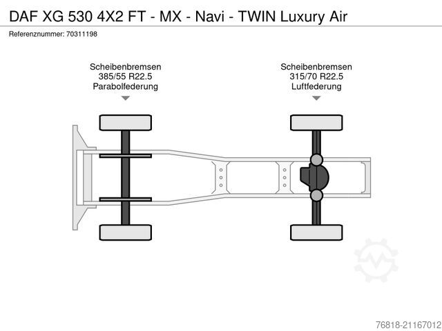Standardní tahač DAF XG 530 4X2 FT - MX - Navi - TWIN Luxury Air