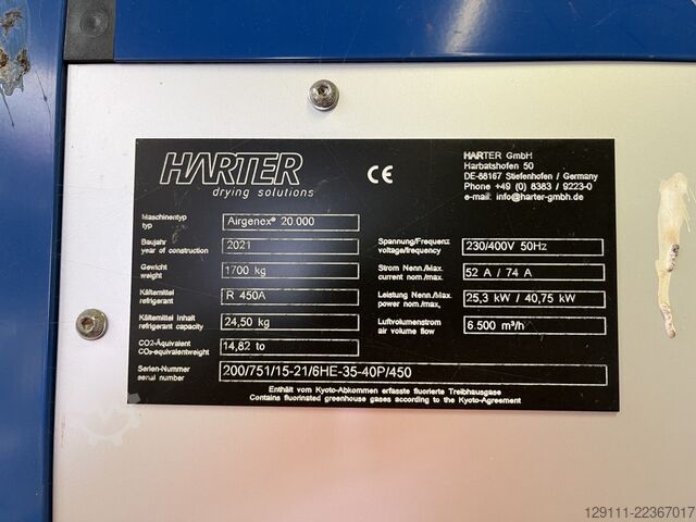 Sistema di essiccazione Harter / Bannik Airgenex 20000 / TS 1800-5