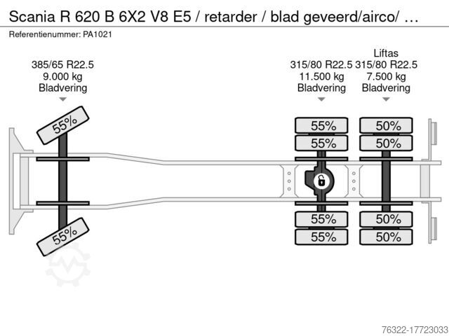 System kablowy Scania R 620 B 6X2 V8  E5  / retarder / blad geveerd/a...