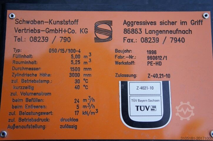 5000 Liter Silo/Tank Schwaben-Kunsstoff